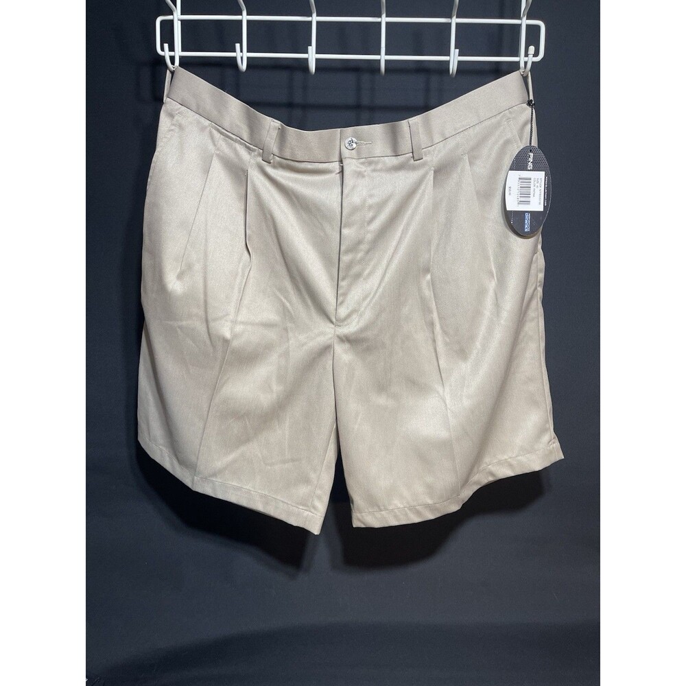 NWT Men’s Pleated Chino Ping Golf Shorts Sz 40 Khaki 0149